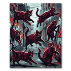 Graffiti Alley Crimson Cat Collage Rug