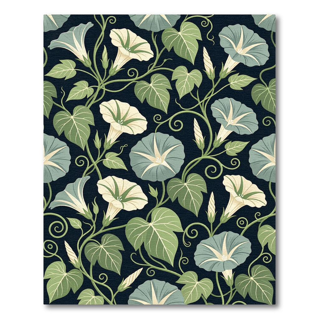 Ethereal Sage Green Morning Glory Vines Rug