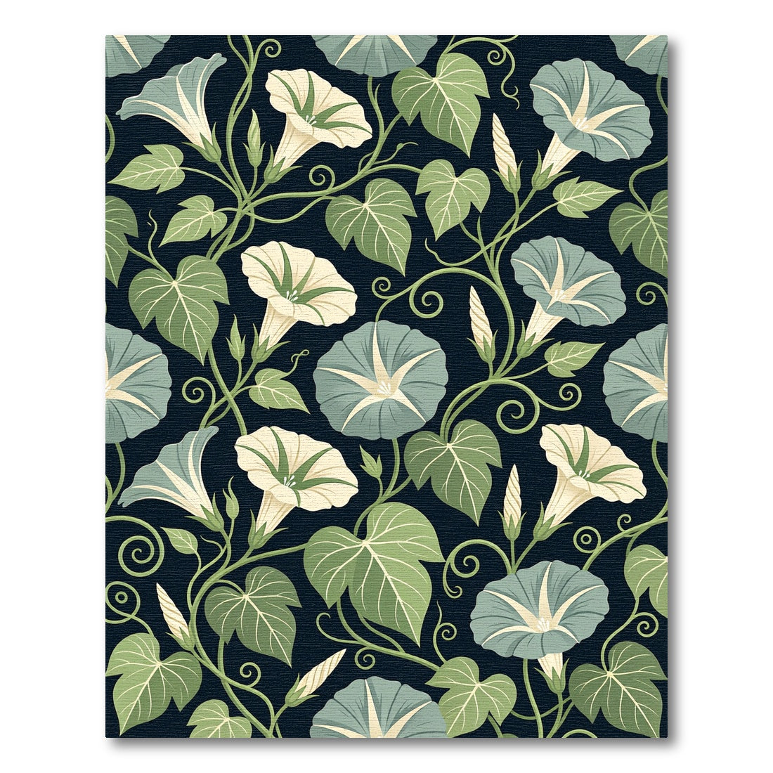 Ethereal Sage Green Morning Glory Vines Rug