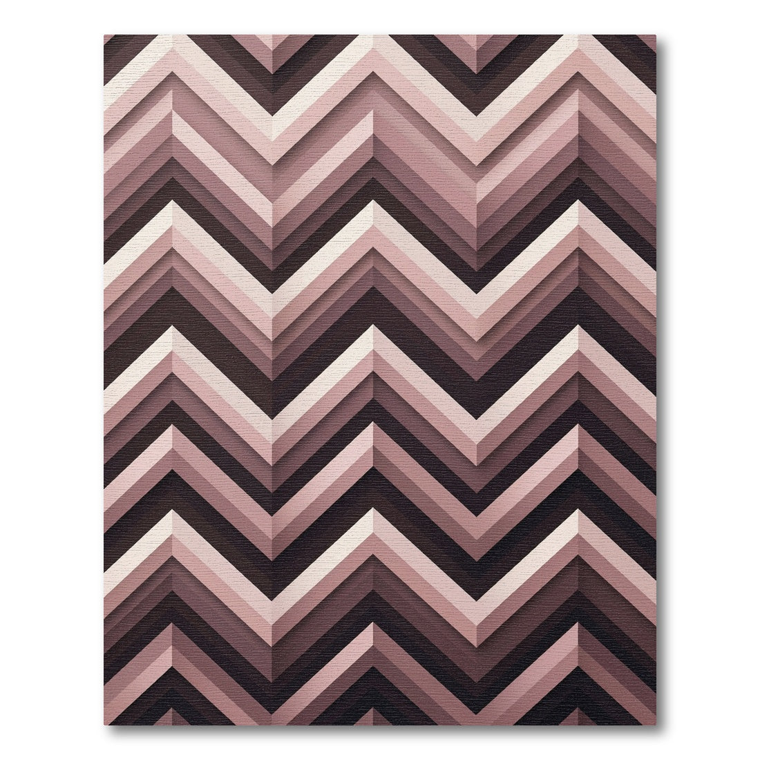 Minimal Blush Pink Geometric Chevron Rug
