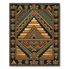 Ancient Aztec Pyramid Tribal Figures Rug
