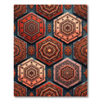 Earthy Crimson Geometric Hexagon Tile Rug