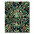 Aztec Emerald and Orange Compass Medallion Rug