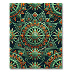 Aztec Emerald and Orange Compass Medallion Rug