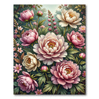 Pink Cream Peony Garden Tapestry Rug