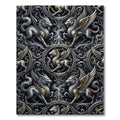 Mythic Winged Creature Silver Gold Aubergine Rug