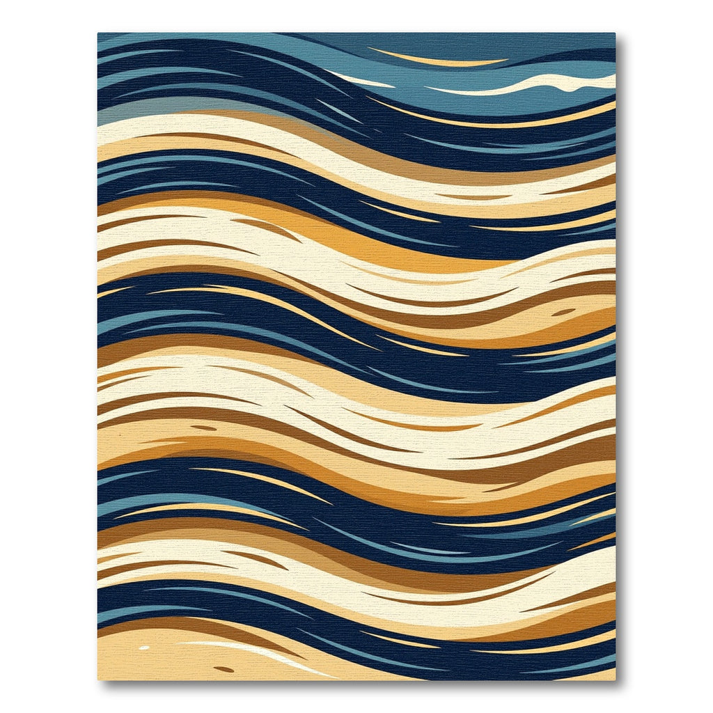 Abstract Navy and Amber Wave Rug