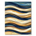 Abstract Navy and Amber Wave Rug