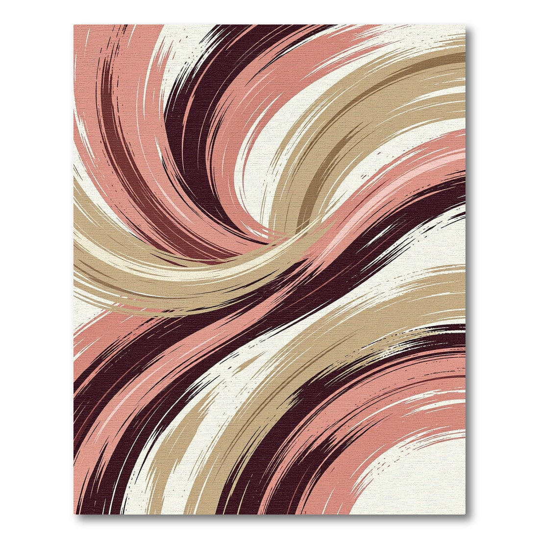 Crimson Blush Swirl Abstract Brushstroke Rug