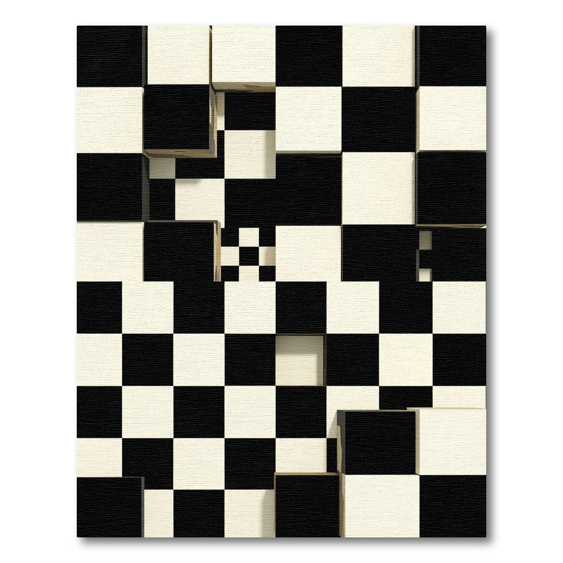 Abstract Monochrome Three-Dimensional Cube Art Rug