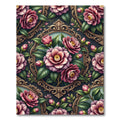 Vintage Victorian Pink Camellia Frame Rug