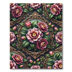 Vintage Victorian Pink Camellia Frame Rug
