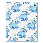 Light Blue Abstract Creature Tossed Rug