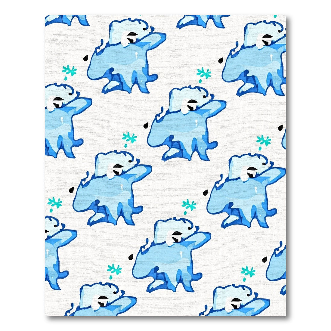Light Blue Abstract Creature Tossed Rug