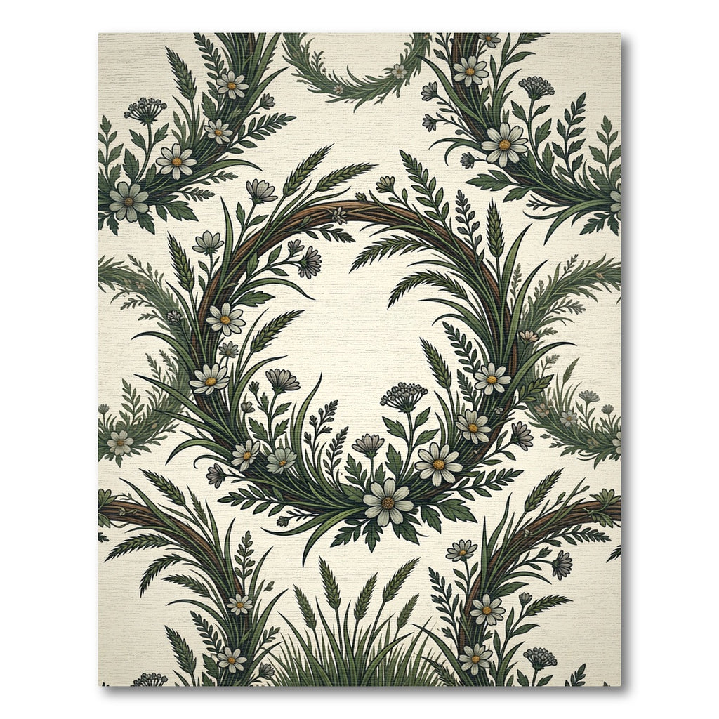 Rustic Floral Wreath Botanical Arrangement Rug