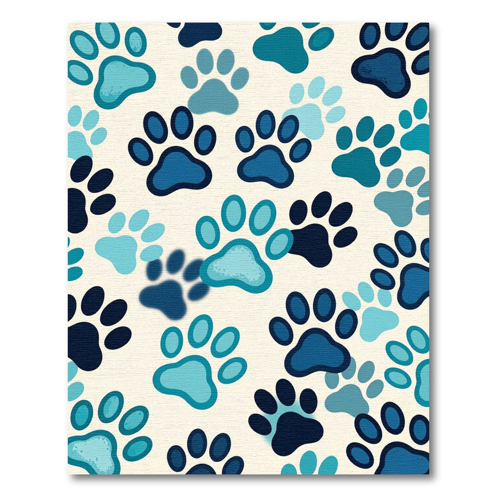 Navy Blue Paw Print Repeat Rug
