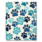 Navy Blue Paw Print Repeat Rug
