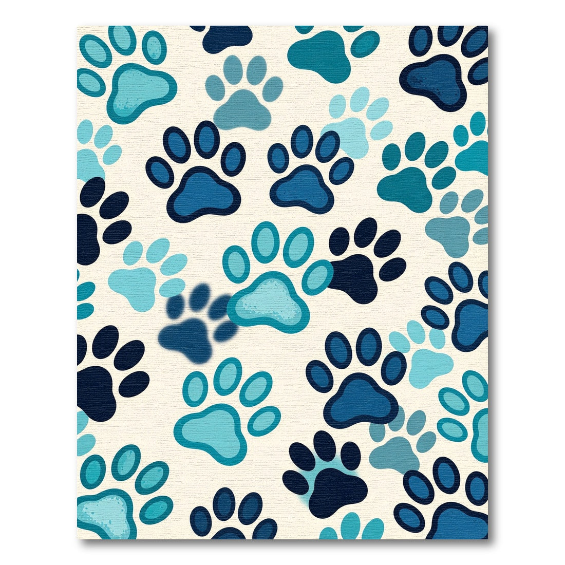 Navy Blue Paw Print Repeat Rug