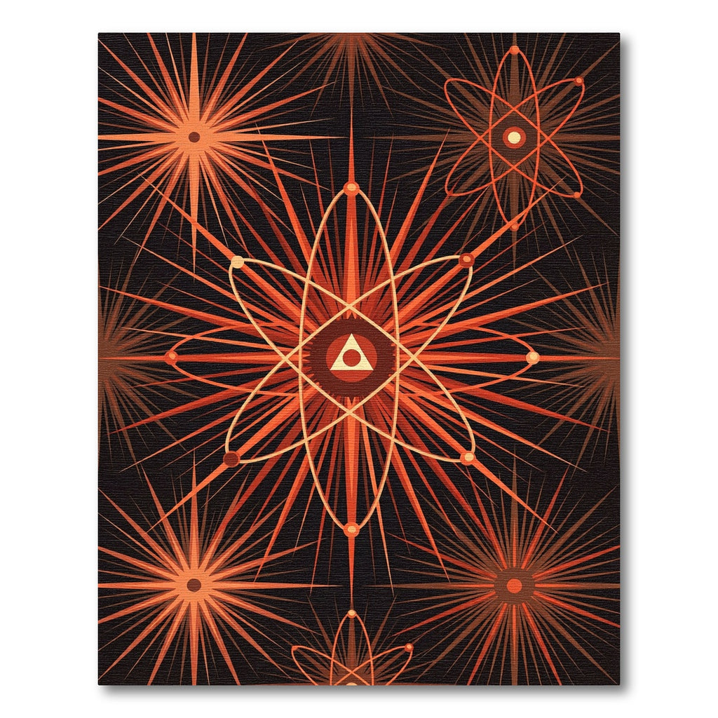 Atomic Orange Starburst Burst Rug