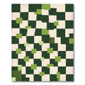 Green and Cream Checkerboard Squares Rug