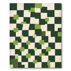 Green and Cream Checkerboard Squares Rug