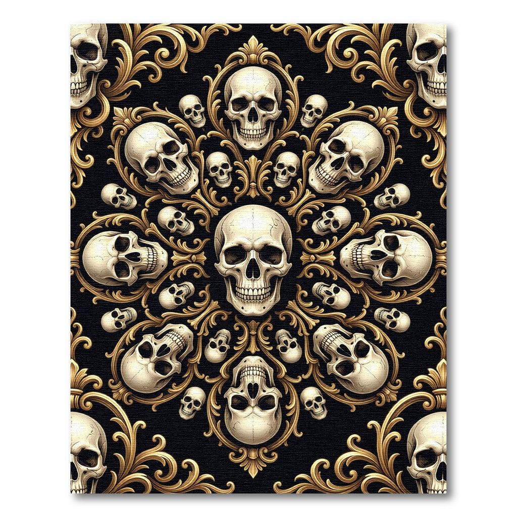 Gothic Gold Baroque Skull Medallion Rug