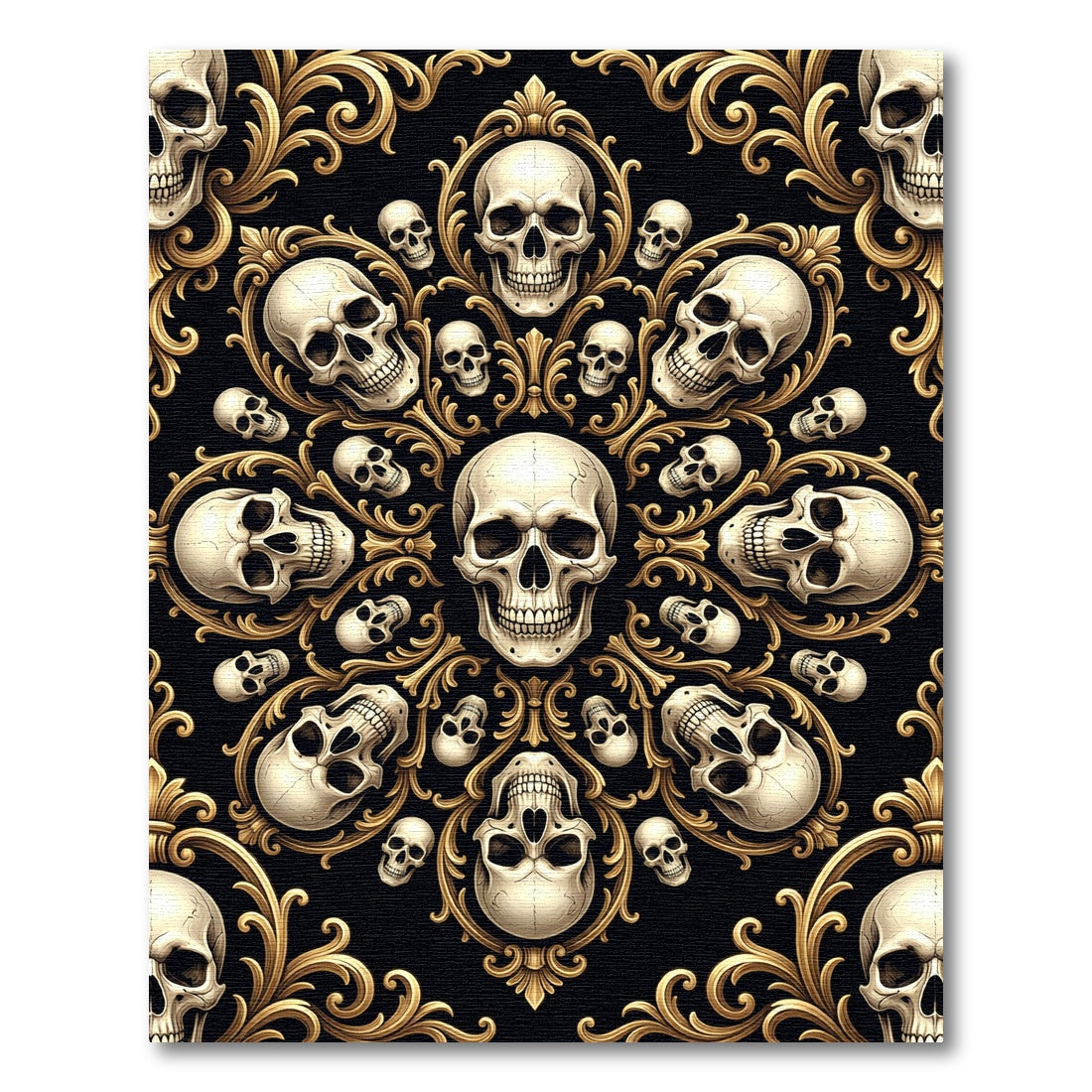 Gothic Gold Baroque Skull Medallion Rug