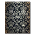 Dark Floral Labyrinth Lotus Crests Rug