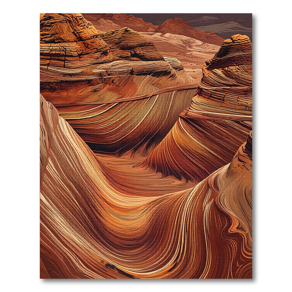 Earthy Swirling Canyon Landscape Rug