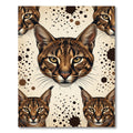 Brown Lynx Heads Splattered Background Rug