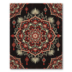Crimson Floral Mandala with Hanging Ornaments Rug
