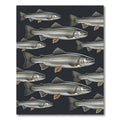Monochromatic Swimming Trout Dark Silhouette Rug