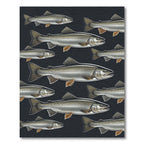 Monochromatic Swimming Trout Dark Silhouette Rug