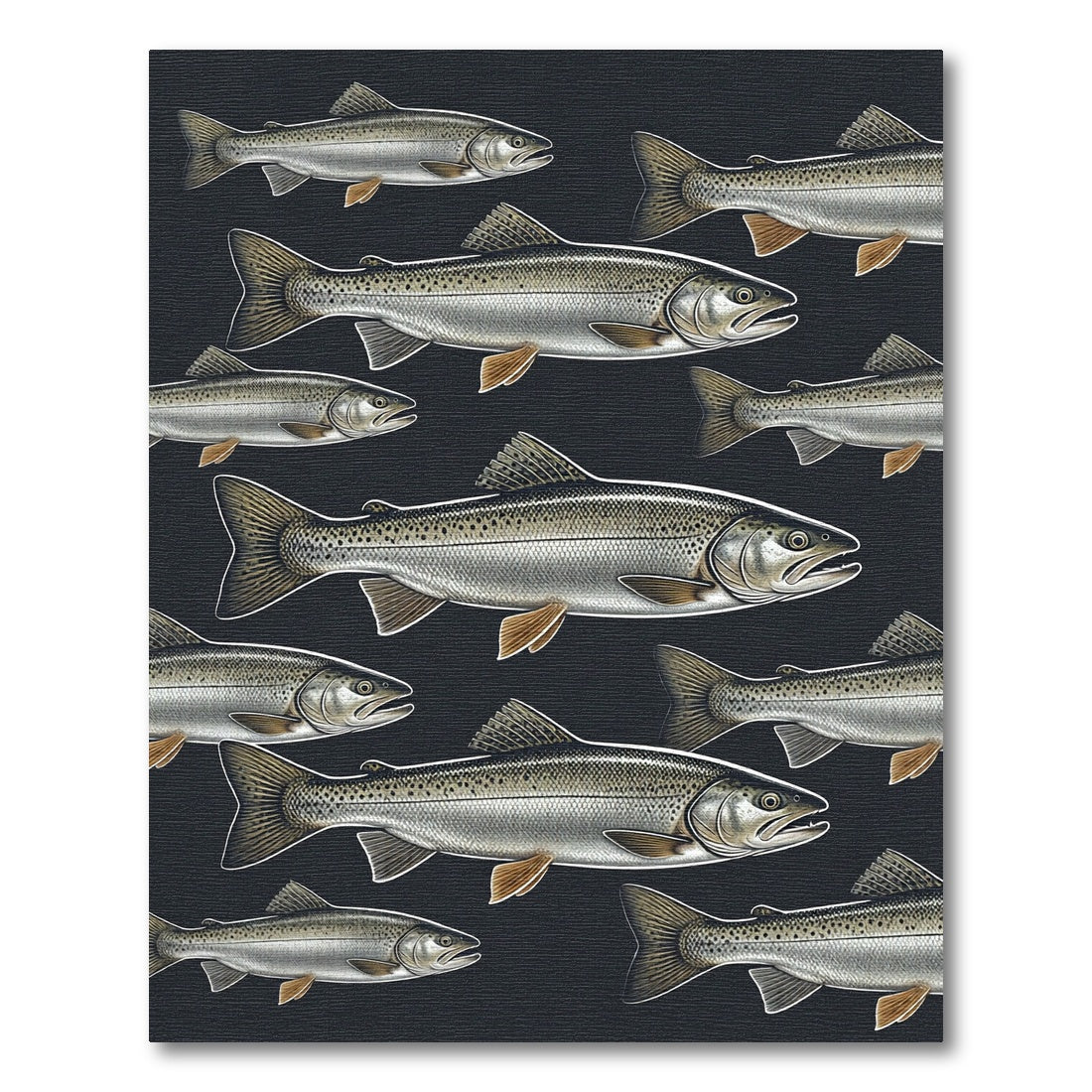 Monochromatic Swimming Trout Dark Silhouette Rug