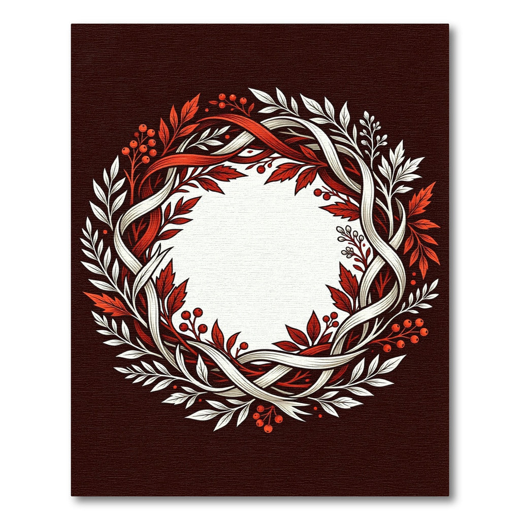 Crimson White Leaf Berry Wreath Rug