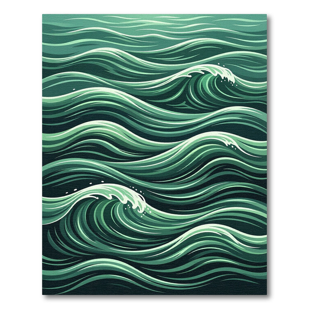 Serene Emerald Ocean Wave Swells Rug