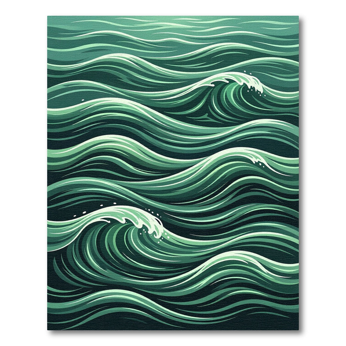 Serene Emerald Ocean Wave Swells Rug