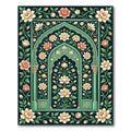 Elegant Emerald Floral Bouquet Archway Rug