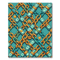 Teal Golden Chain Link Cash Rug