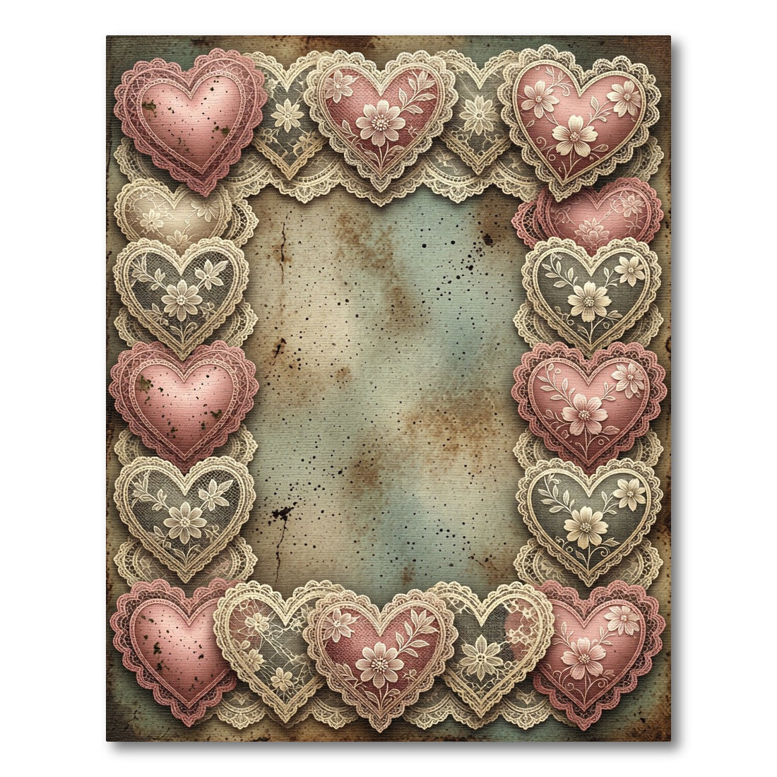 Vine Heart Lace Border Rug