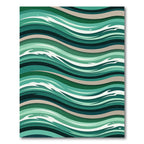 Oceanic Teal Green Wavy Stripes Rug