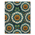 Teal Gold Sunflower Peacock Medallion Rug