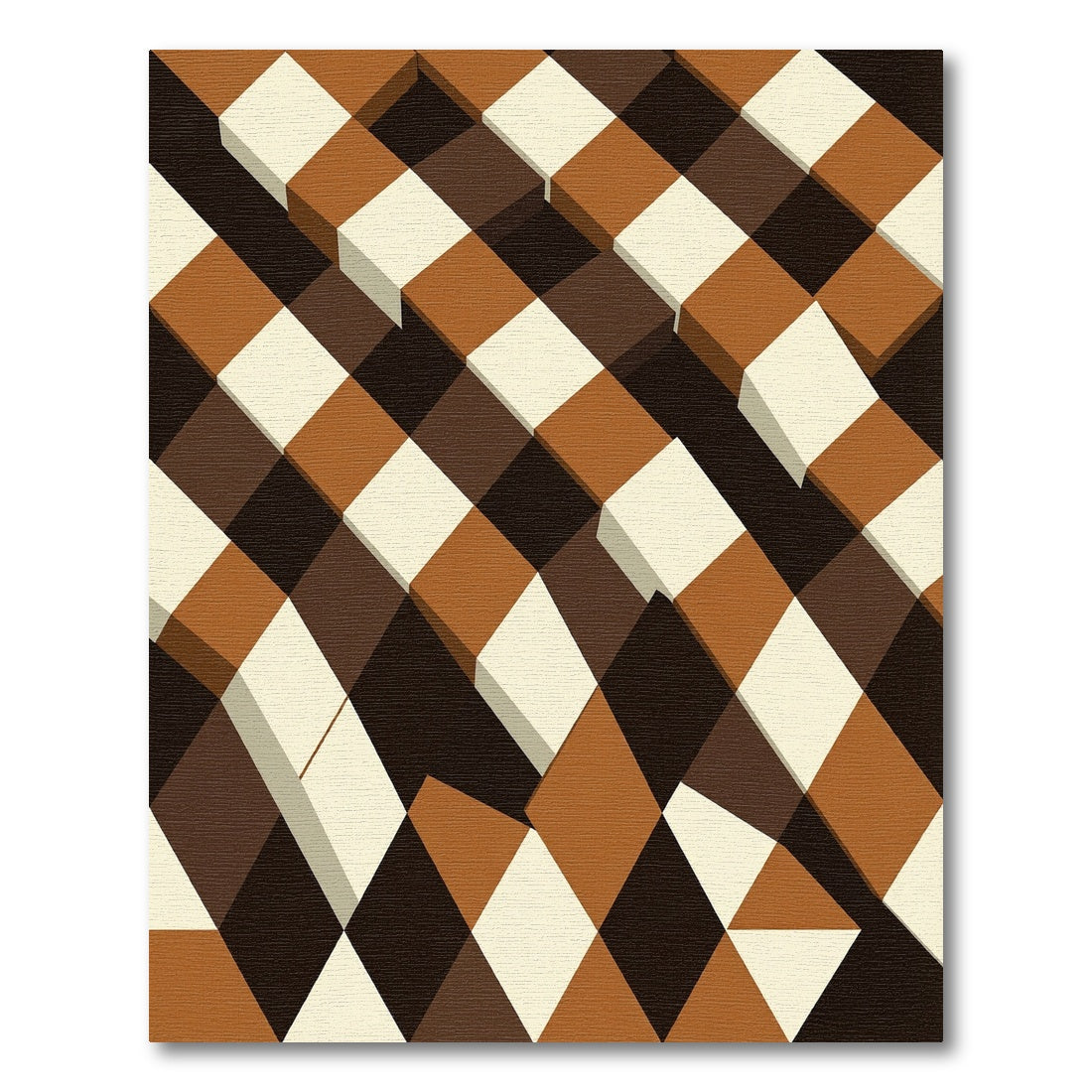 Earthy Brown Diamond Block Rug