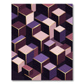 Geometric Isometric Purple and Gold Cube Rug