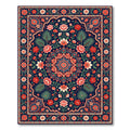 Indigo Floral Medallion Garden Rug