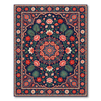 Indigo Floral Medallion Garden Rug