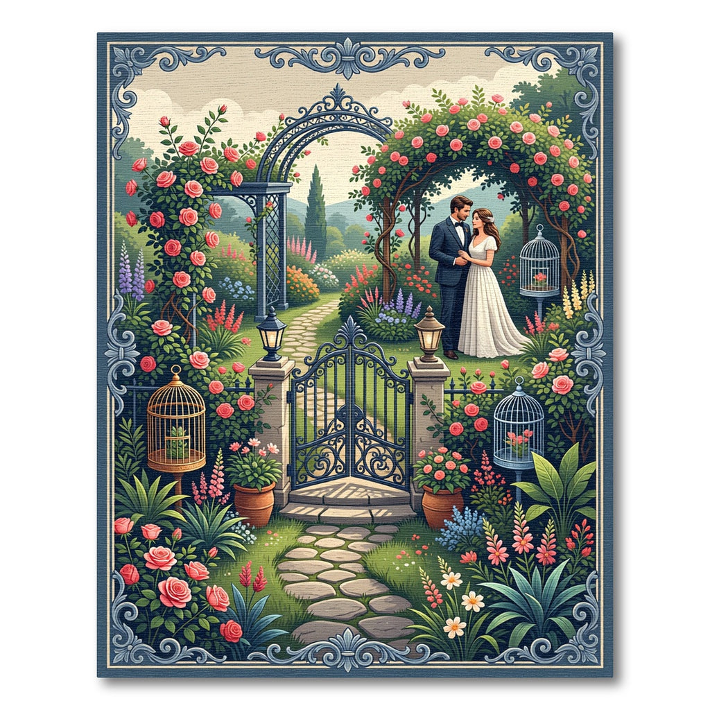 Romantic Floral Garden Wedding Arch Rug