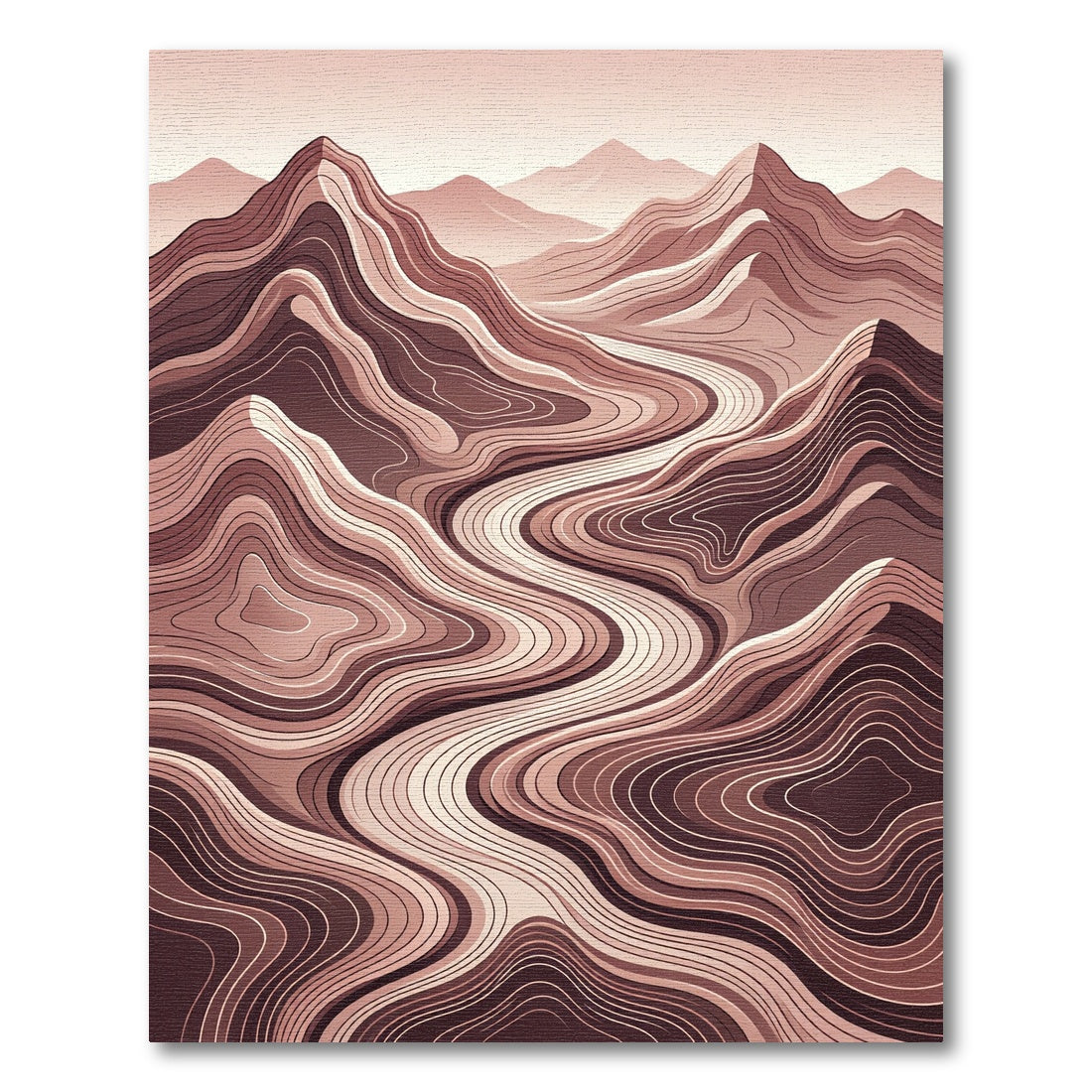 Earthy Winding Topographic Mountain Lines Rug