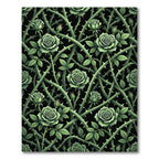 Emerald Rose Vine Gothic Botanical Rug