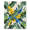 Energetic Abstract Green Yellow Blue Splatter Rug
